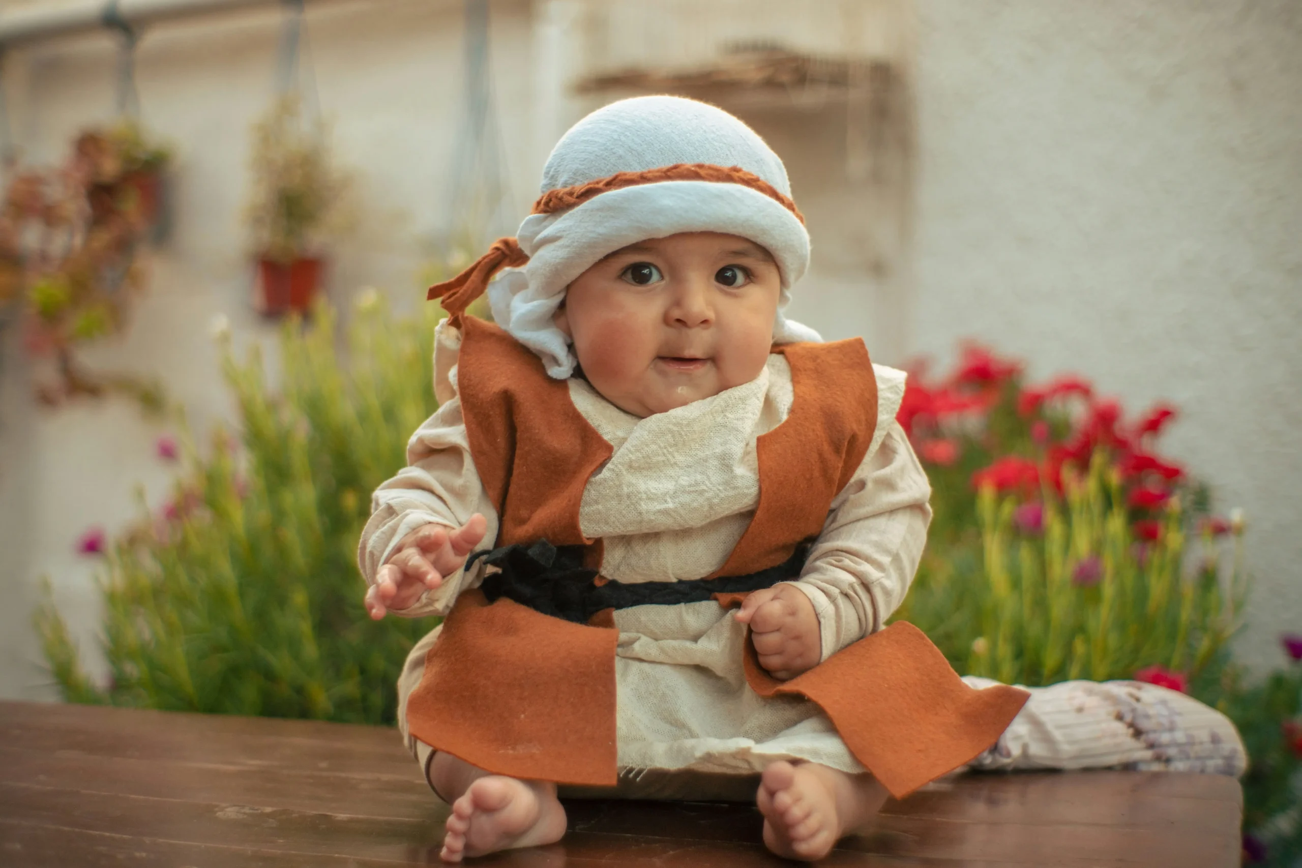 cute baby boy dressed as arabic