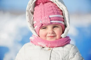 little girl close up portrait winter