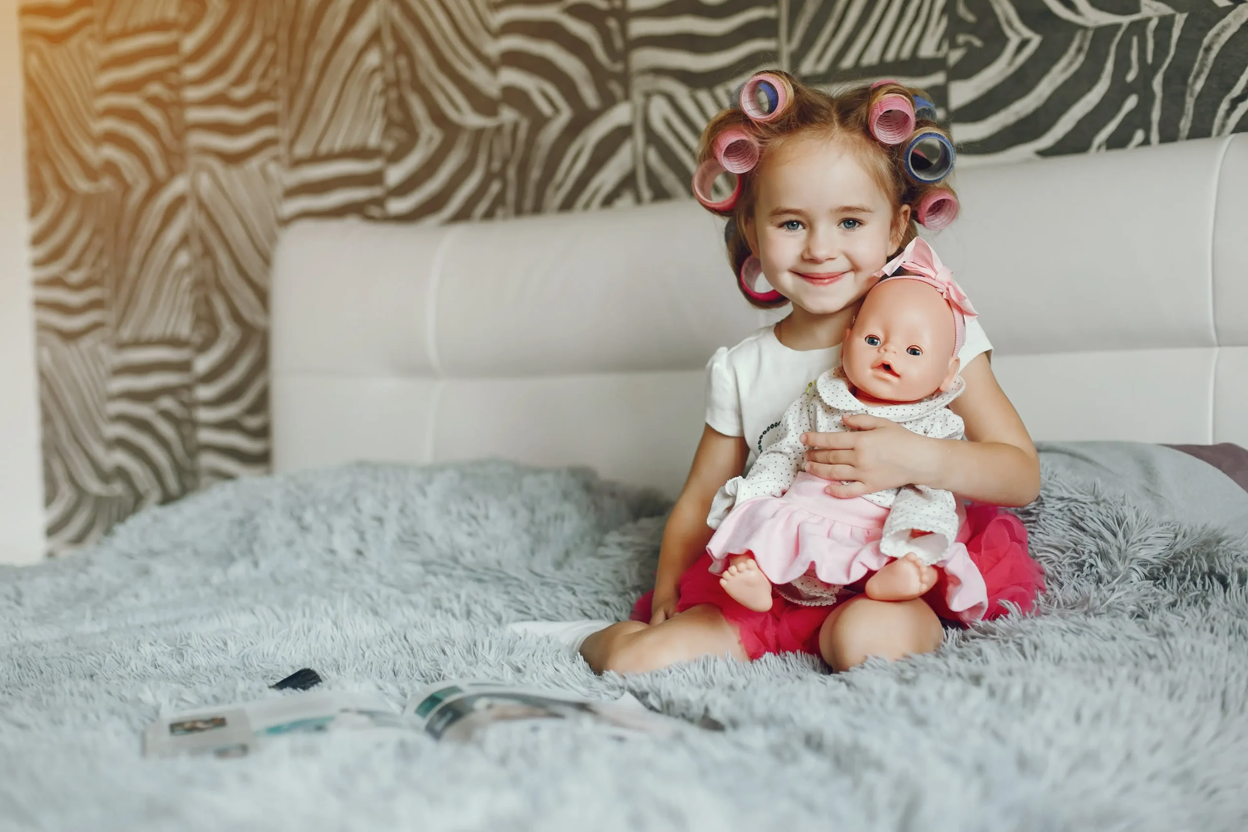 little baby girl with toy