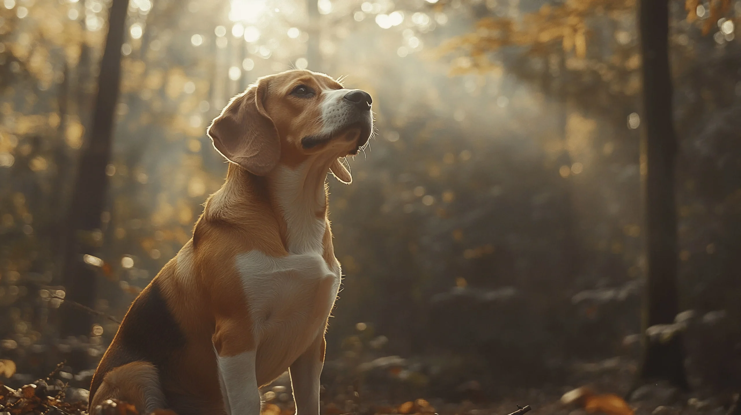 dog portrait in nature woods